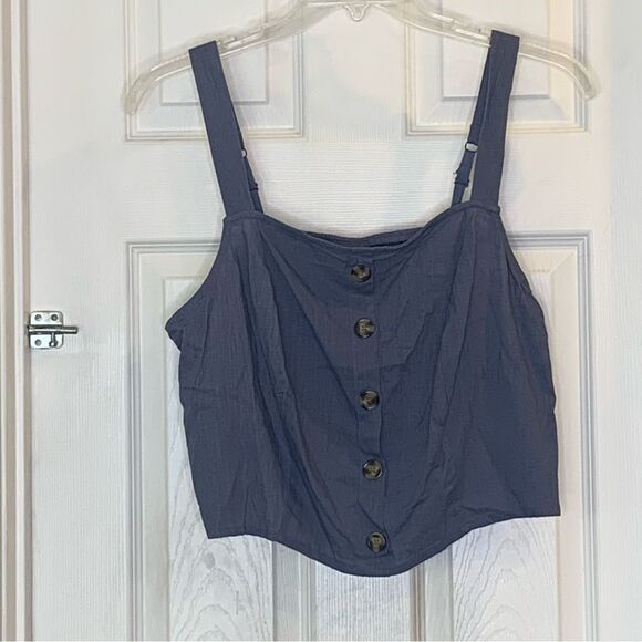 Torrid Linen Blend Button-Front Crop Tank Size 1X - Picture 4 of 16